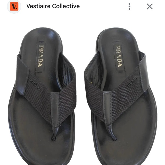 Prada Men's Black Leather Sandals - Picture 1 of 6